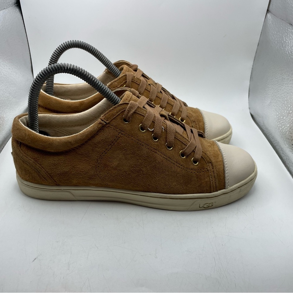 UGG Taya Brown Suede Sherpa lined Sneakers size 7.5 - Picture 2 of 9
